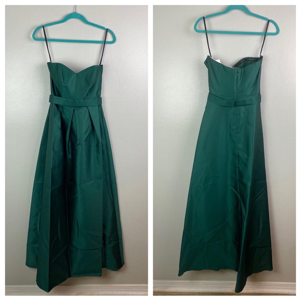 NWT Alfred Sung | Strapless Satin Twill Sweetheart Hunter Green Dress 2